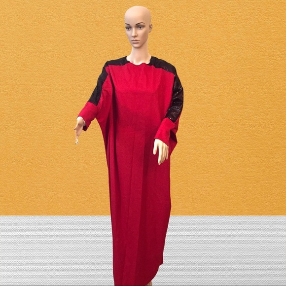 Modest dress Red abaya butterfly abaya dress Kaftan Batwing abaya - Picture 2 of 5